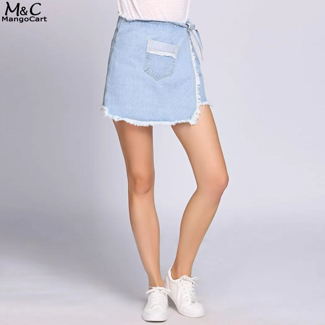 Летняя джинсовая юбка женская 2017 сексуальная высокая талия джинсовые юбки