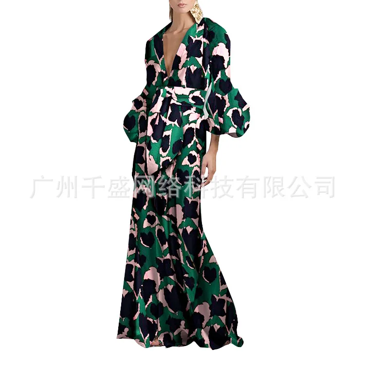 Женское винтажное платье макси в стиле бохо с цветочным принтом пляжные платья