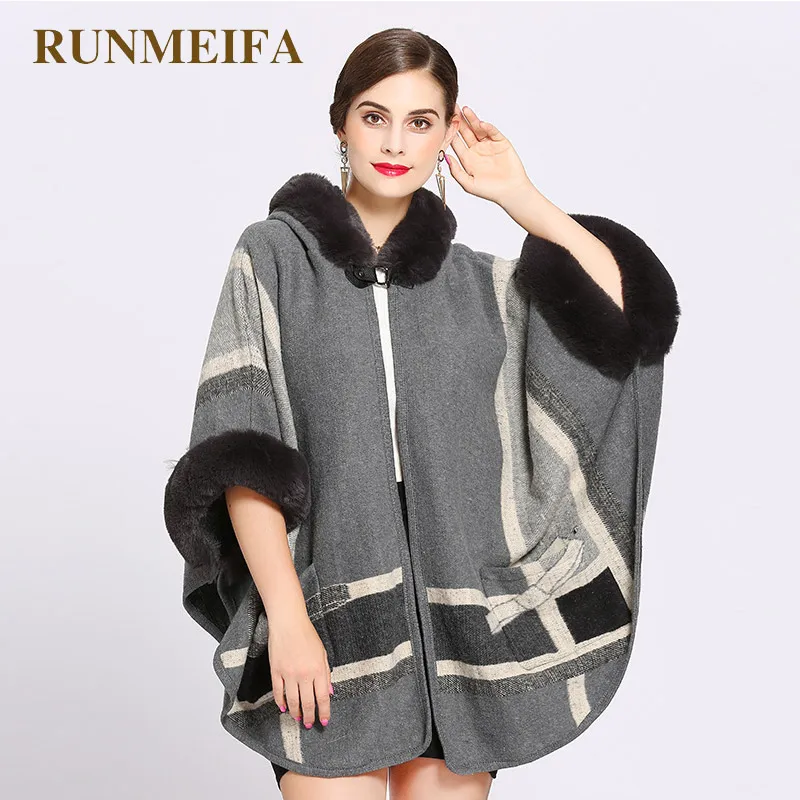 RUNMEIFA/Новое поступление шаль из искусственного меха для женщин благородные плащи