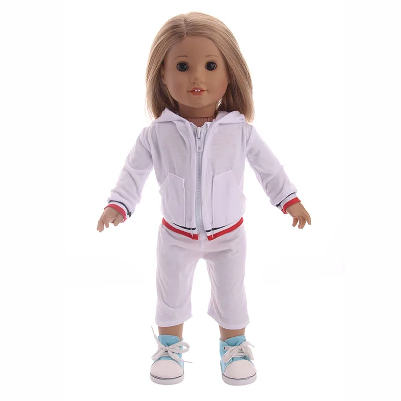 Кукольная одежда белая спортивная набор подходит для 18 дюймовой Куклы & 43 см