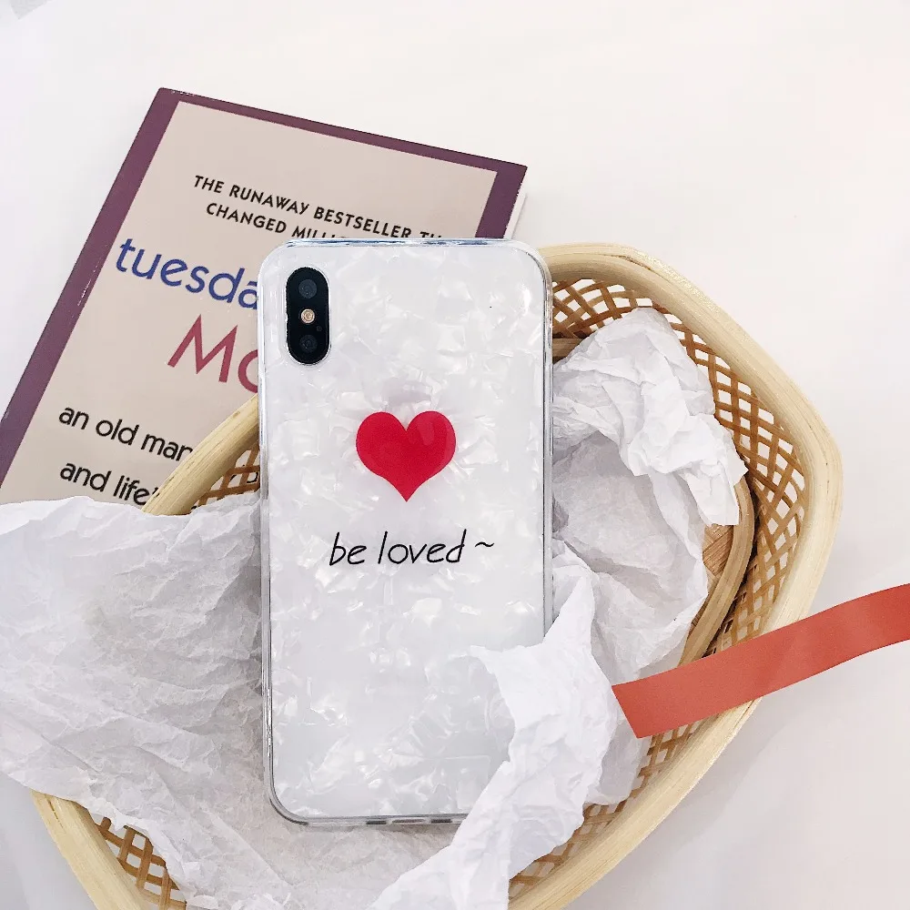 Be Loved Heart Pattern Luxury Shell Glitter Case Soft TPU Protective Back Cover For iPhone X 6 6S 7 Plus OPPO VIVO X21 |