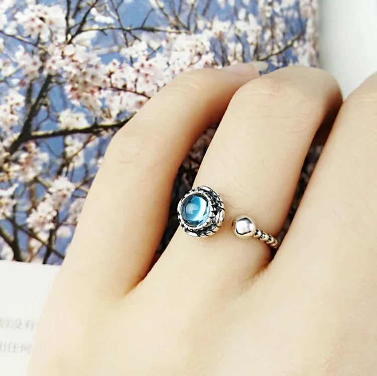Женское кольцо из серебра 925 пробы с натуральным Мистик синим камнем|ring fashion|ring