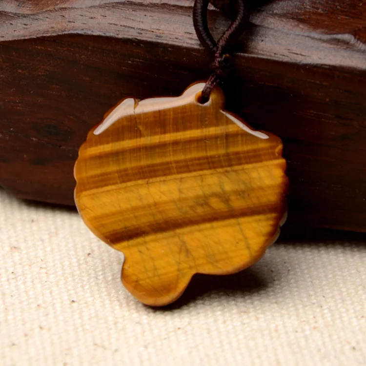 Подвеска с натуральным желтым тигровым глазом и головой тигра Подвески ручной