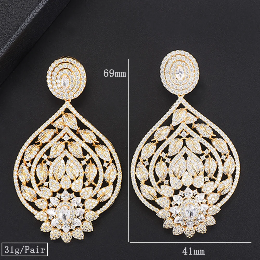 missvikki Big Drop Crystal Wedding Earrings for Women Gold Bridal Pendantes Boucle D'oreille Party Jewelry Wholesale | Украшения и
