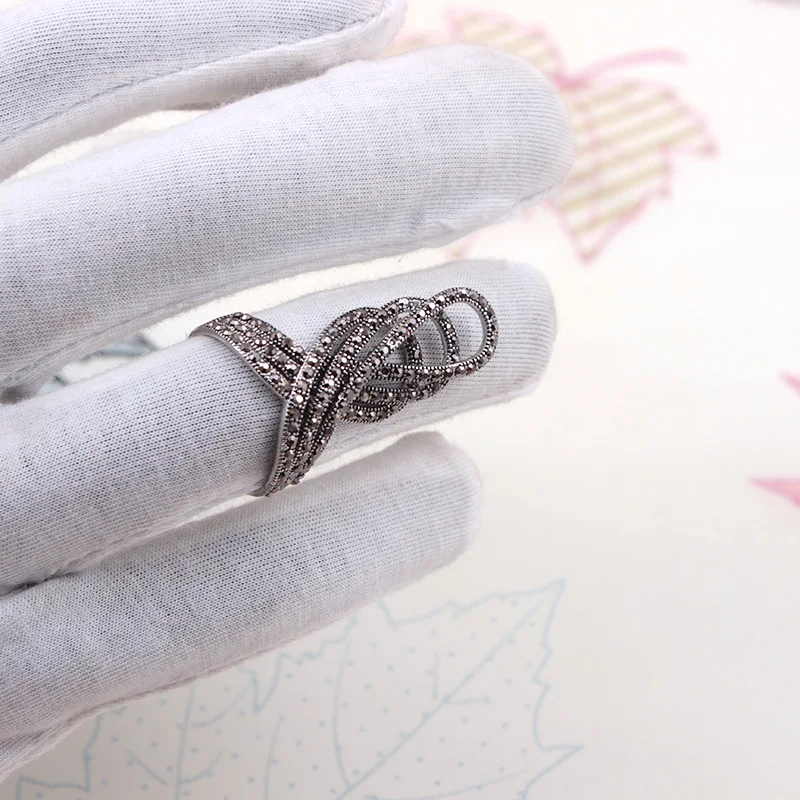 Женское Винтажное кольцо Ajojewel черные стразы в форме короны вечерние аксессуары
