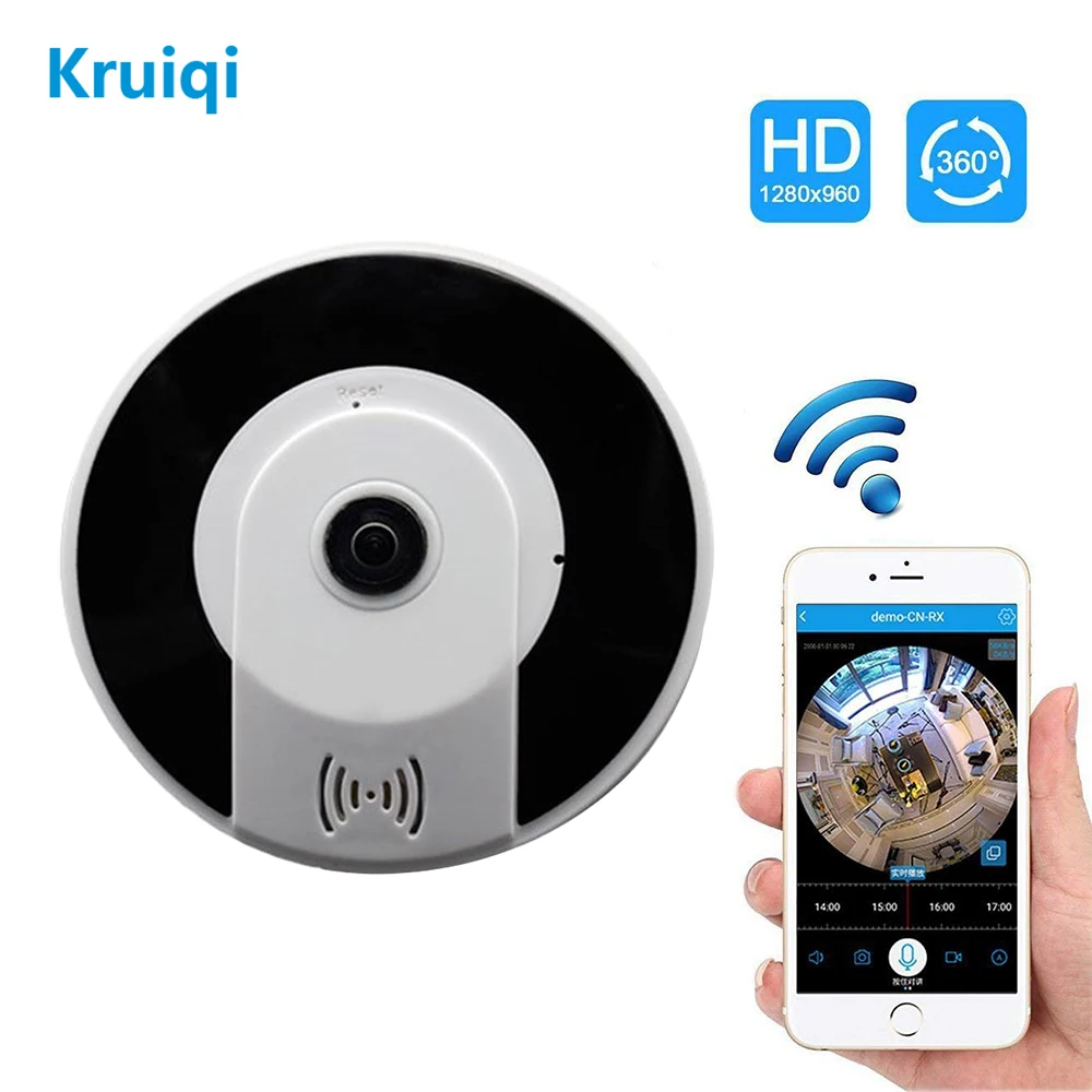 Kruiqi 360 градусов панорамная HD 3MP камера беспроводная ip безопасности с ИК ночным