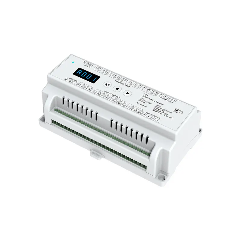 DMX512 светодиодный модуль контроллера декодер DC5V 12 V 24 V 12-канальный 24-канальный регулятор освещения для RGB Светодиодные полосы света