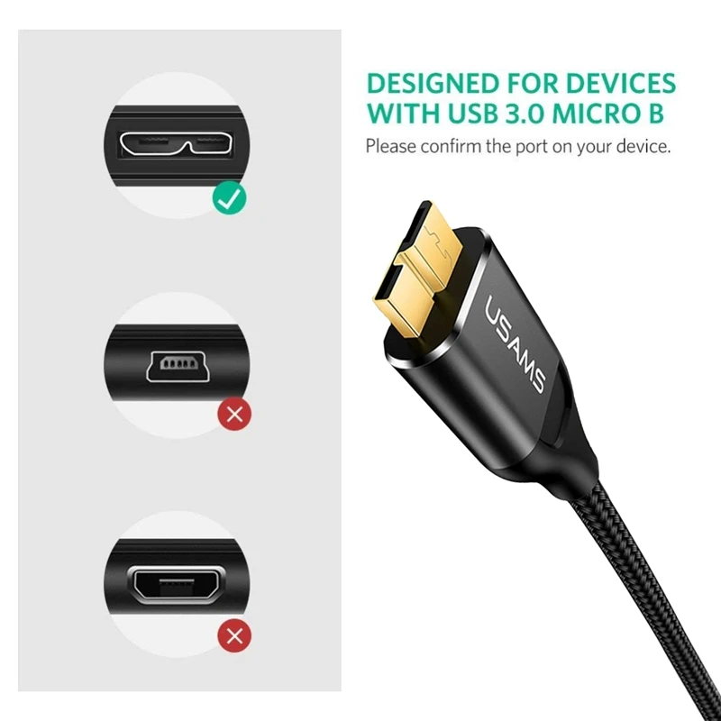 USAMS Micro USB 3 0 кабель 2A 1 м 2 для быстрой зарядки шнур Кабели мобильных телефонов Samsung