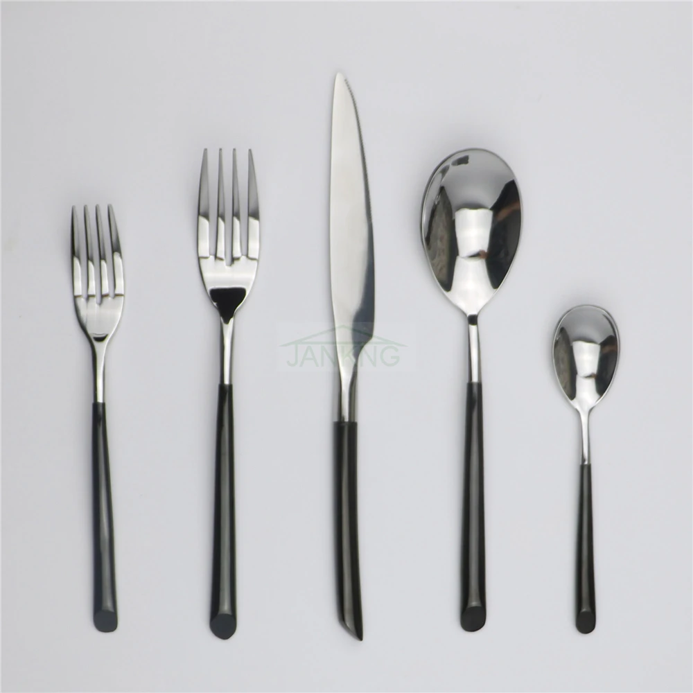 Столовые приборы из нержавеющей стали с черной ручкой 30 шт./лот|steel cutlery set|dinner