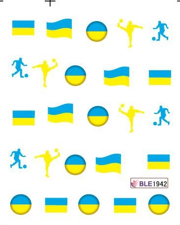 Ble1942 2 шт., Ble1929-1950, милая переводная наклейка для ногтей, водная наклейка, футбол, Кубок мира, страны футбола, флаг Италии, Бразилии, Великобритании - Цвет: Ble1942