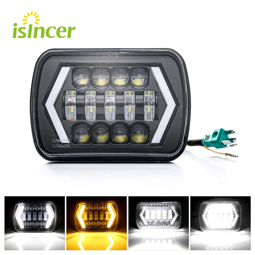 Светодиодные фары 7x6 дюймов Angel Eyes Halo DRL H4 светодиодные квадратные для 86 95 Jeep Wrangler YJ