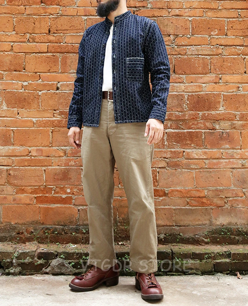 Bronson винтажная партия 860 Wabash Selvage рубашки осенние мужские рабочие рубашки Selvage полосатая мужская одежда с длинным рукавом ONEWASH 2XL