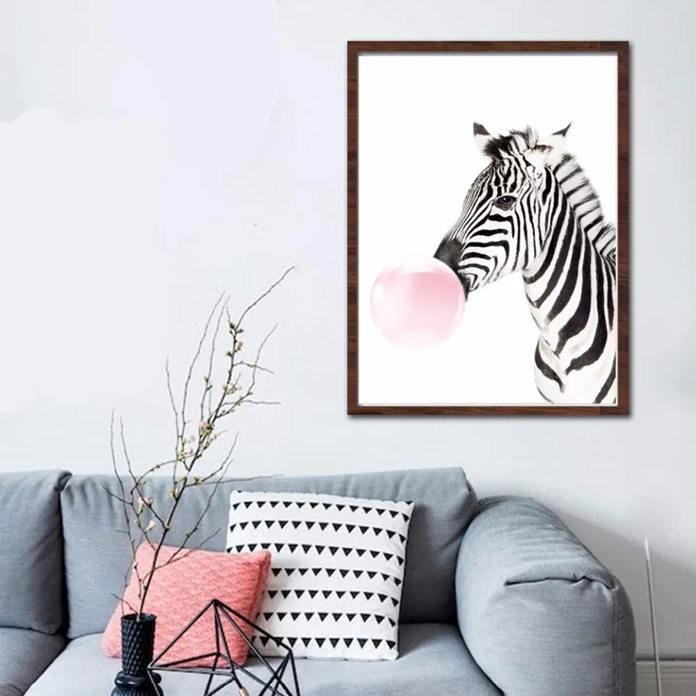 С принтом милых животных: пузыри &quotПанда&quot Жираф собака печать на холсте плакат