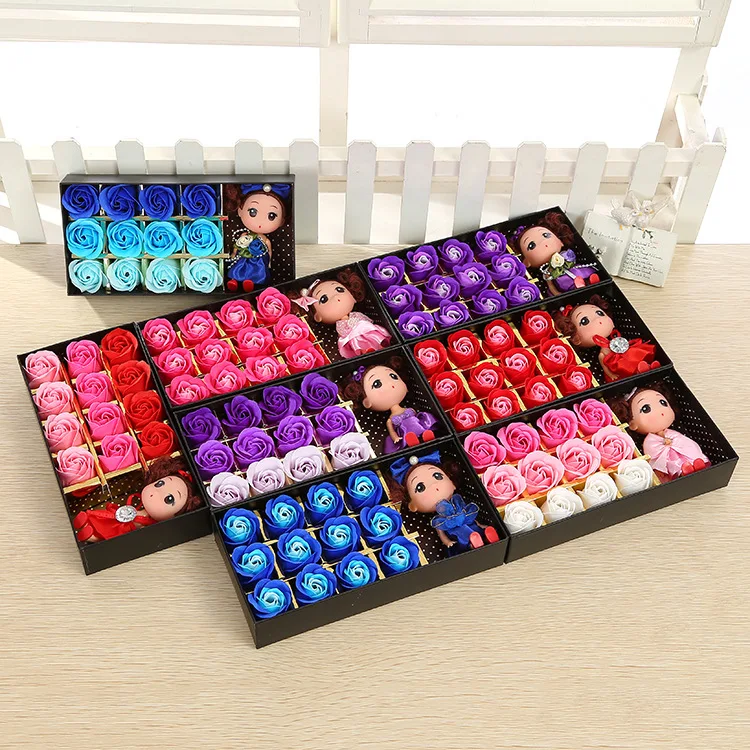 

12Pcs/Box Romantic Rose Soap Flower with Little Cute Bear Doll, Great for Valentine's Day Gifts/ Wedding Gift/birthday Gifts