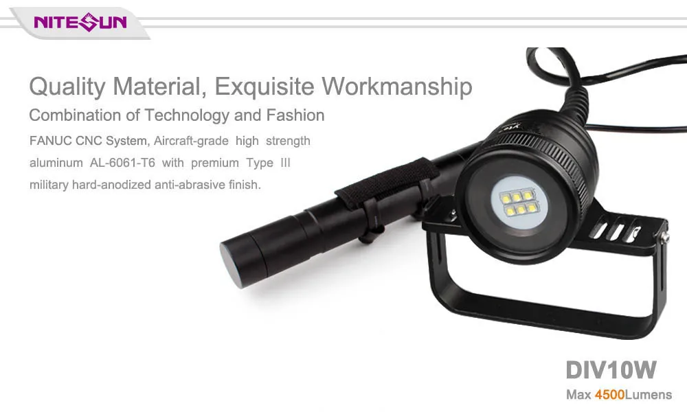 NITESUN DIV10W Дайвинг светильник 6 * CREE XM L2 светодиодов Макс 4500 люмен подводный 150 м