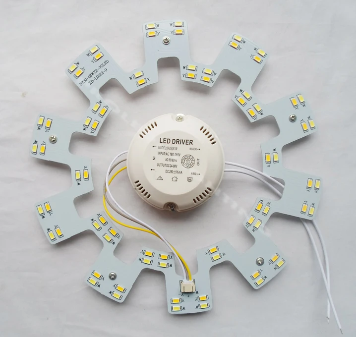 КРУГЛЫЙ 72 светодиодный 18 Вт светодиодный Светодиодный лист pcbs двойной цвет Теплый Холодный белый dia272MM TECHO LED 220 V 230 V 240 V = 50 W 2D круглая трубка
