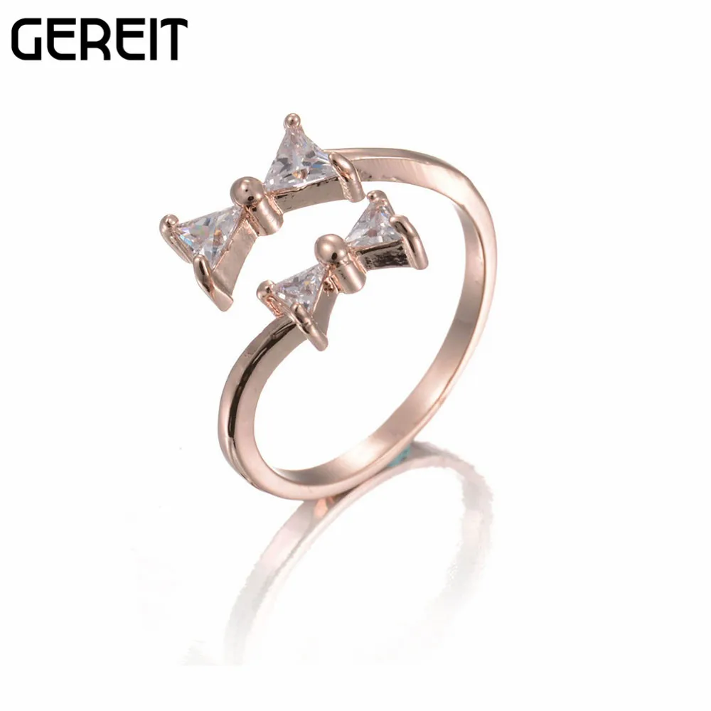 Изысканный с милым бантом Кольца открытым Размеры золото/посеребренные