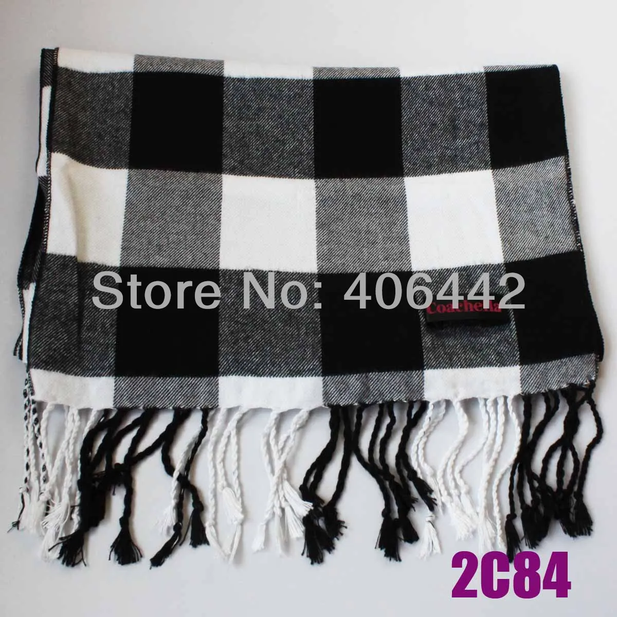 Шарф в клетку с длинной бахромой из вискозы |