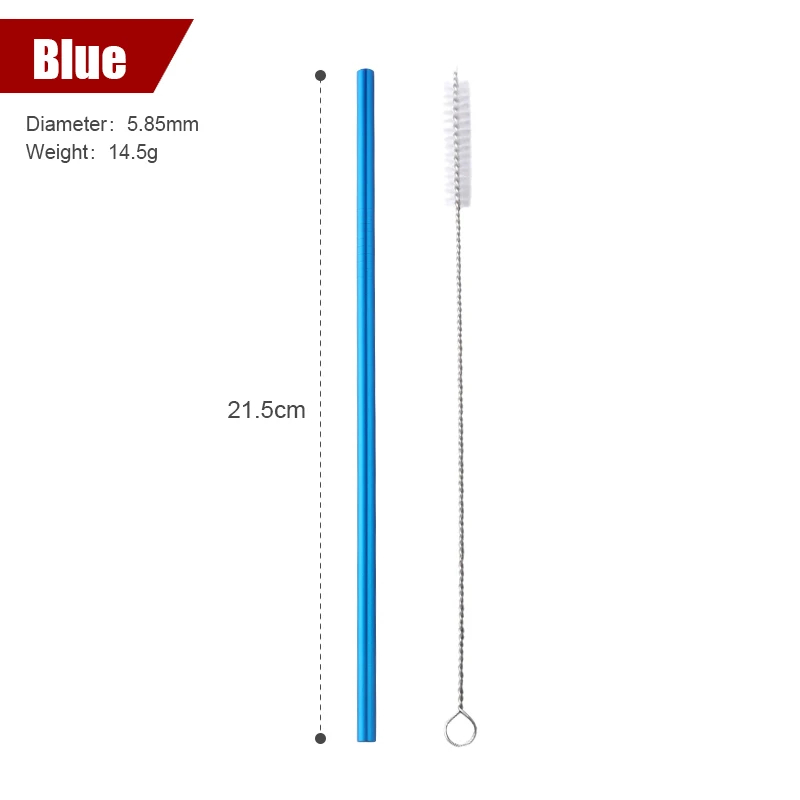 blue S 100 шт./компл. металлическая соломинки многоразовая цветная соломка из нержавеющей стали+ 10 кистей металлический напиток Yerba сок бар аксессуары вечерние - Цвет: blue S