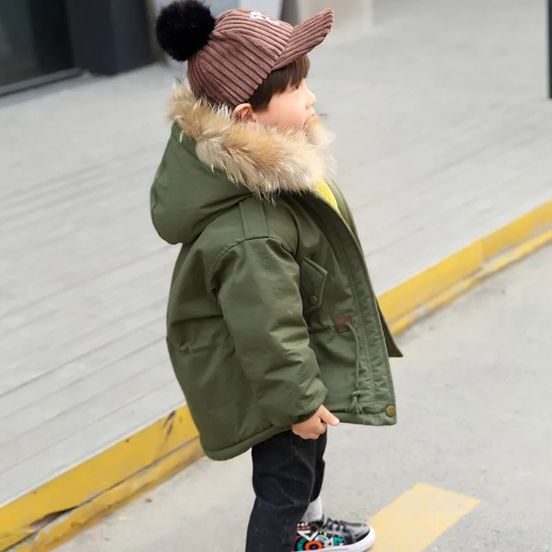 Boys Winter Jacket Thick Cotton Padded Jackets for Kids Boy 2-10 Year Fur Hooded Coats Toddler Outfit Baby Snow Wears |