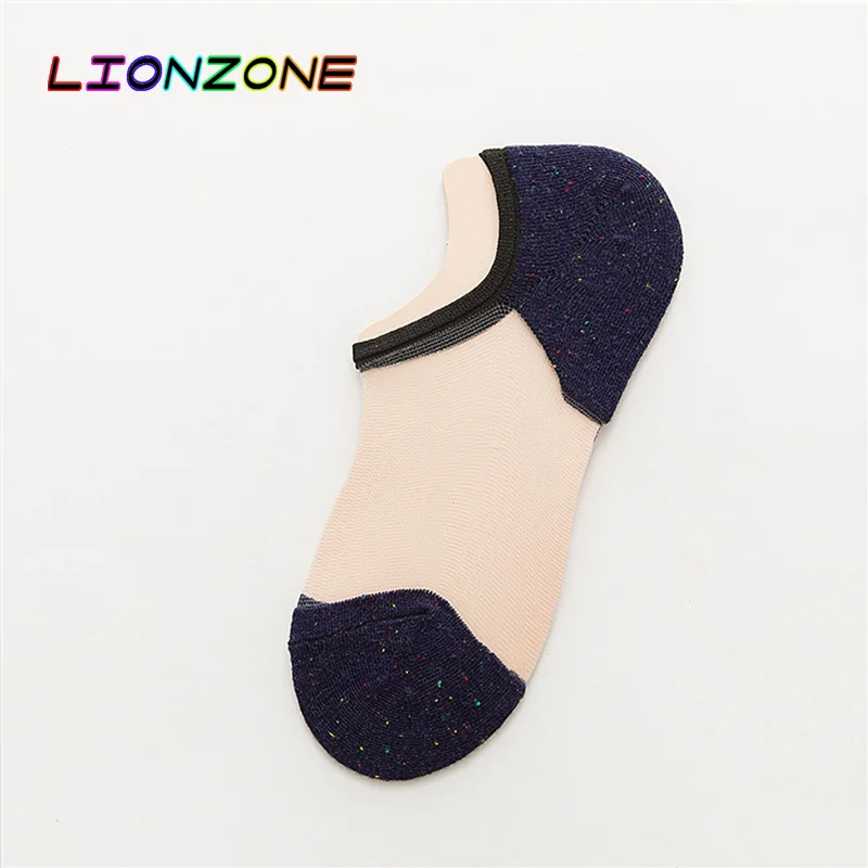 LIONZONE, 5 пар/лот, короткие кружевные женские носки Meia Invisivel, Calcetines Divertidos, милые тапочки, низкие прозрачные носки - Цвет: Purple 5Pairs