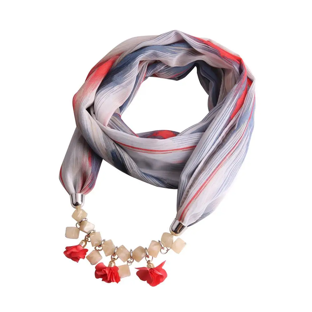 

2020 Fashion pendant scarves tassel beads Necklace ladies scarf headscarf resin effect jewelry pendant free shipping