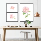 Настенный художественный плакат с милыми розовыми цветами, Картина на холсте с цветами, яркая цветочная картина для украшения гостиной постер для детской комнаты