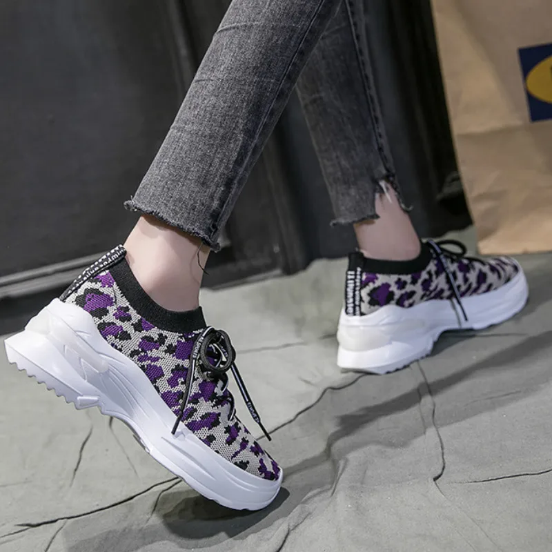 Женские кроссовки на платформе QWEDF повседневная обувь толстой подошве