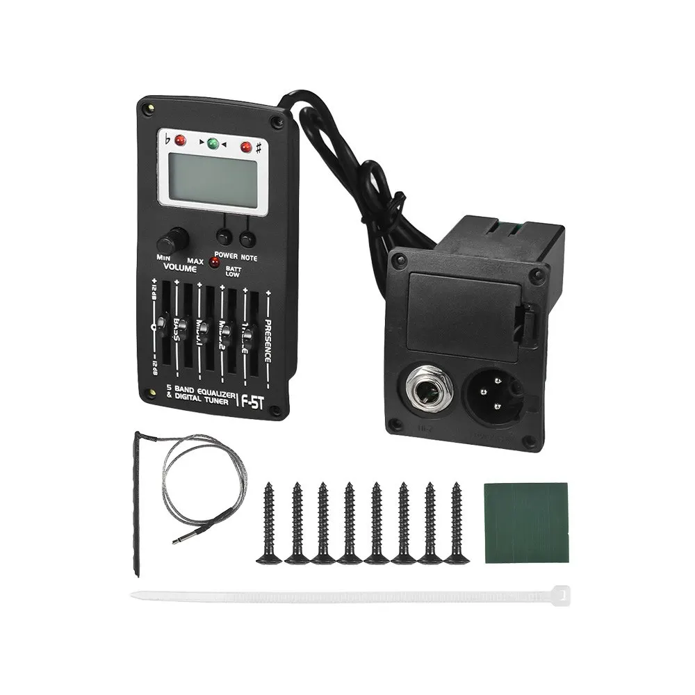 5 Band EQ Pre-Amp Equalizer Pickup Acoustic Guitar Preamplifier Piezo with LCD Tuner and Volume Control | Спорт и развлечения