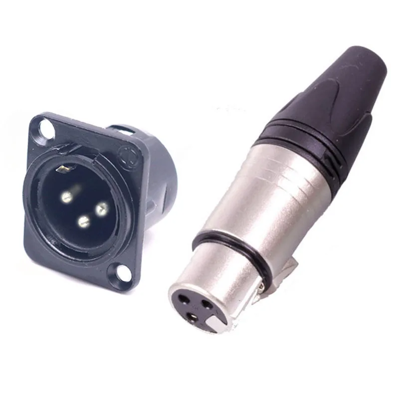Silver-F(5 Sets) 5 компл./лот 3-контактный разъем XLR 5 шт. мужской+ 5 шт. Женский 3 полюса XLR Panle Mount женский/мужской разъем в розетку микрофон микрофонный адаптер - Цвет: Silver-F(5 Sets)