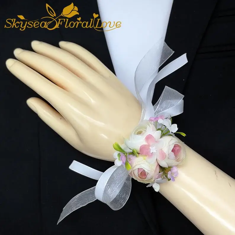 Mini Wrist for Baby Высокое качество невесты жениха подружки невесты запястье корсаж-бутоньерка брошь реквизит для свадебной фотосъемки бутоньерки на выпускной - Цвет: Mini Wrist for Baby
