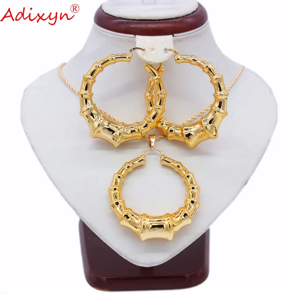 Adixyn большой круг розовое золото цвет серьги/кулон/ожерелье Романтический