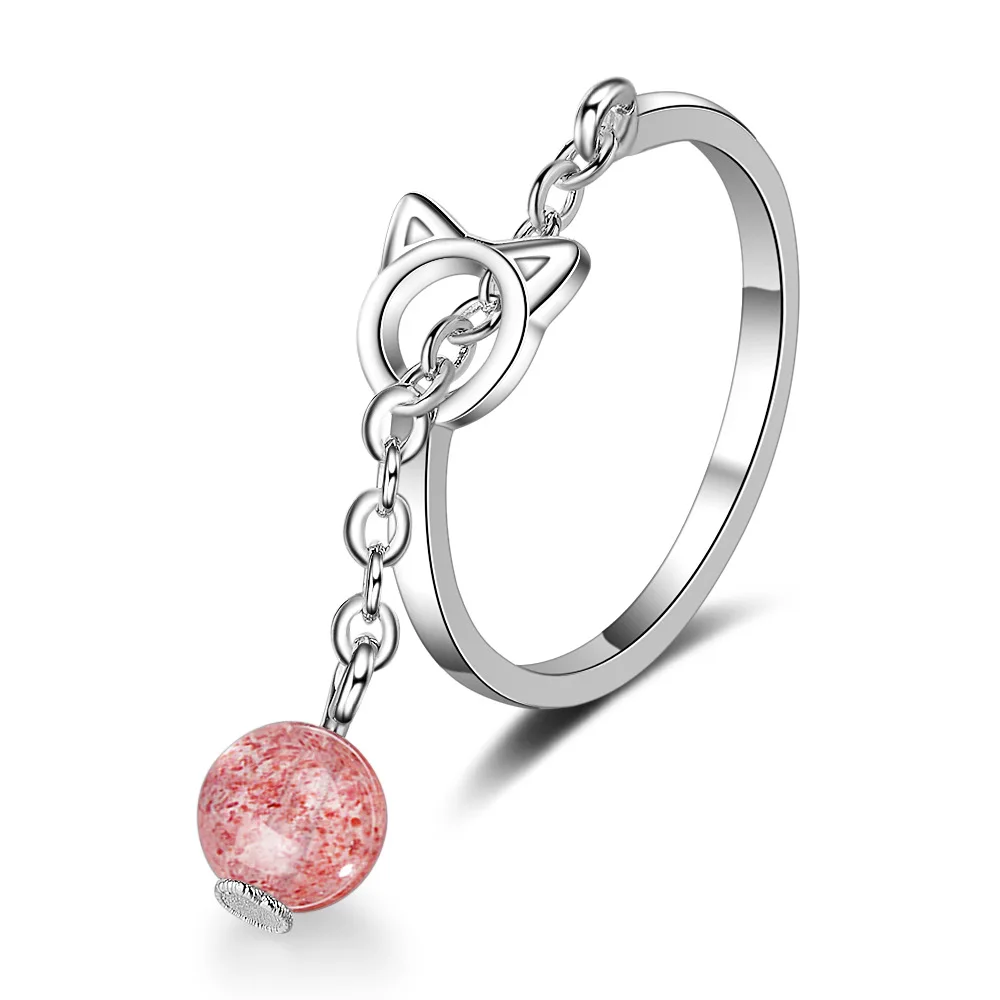 

Cute Little Cat Animal Girls Birthday Gift 925 Sterling Silver Ladies Finger Open Rings Jewelry For Women Party Ring Drop Ship
