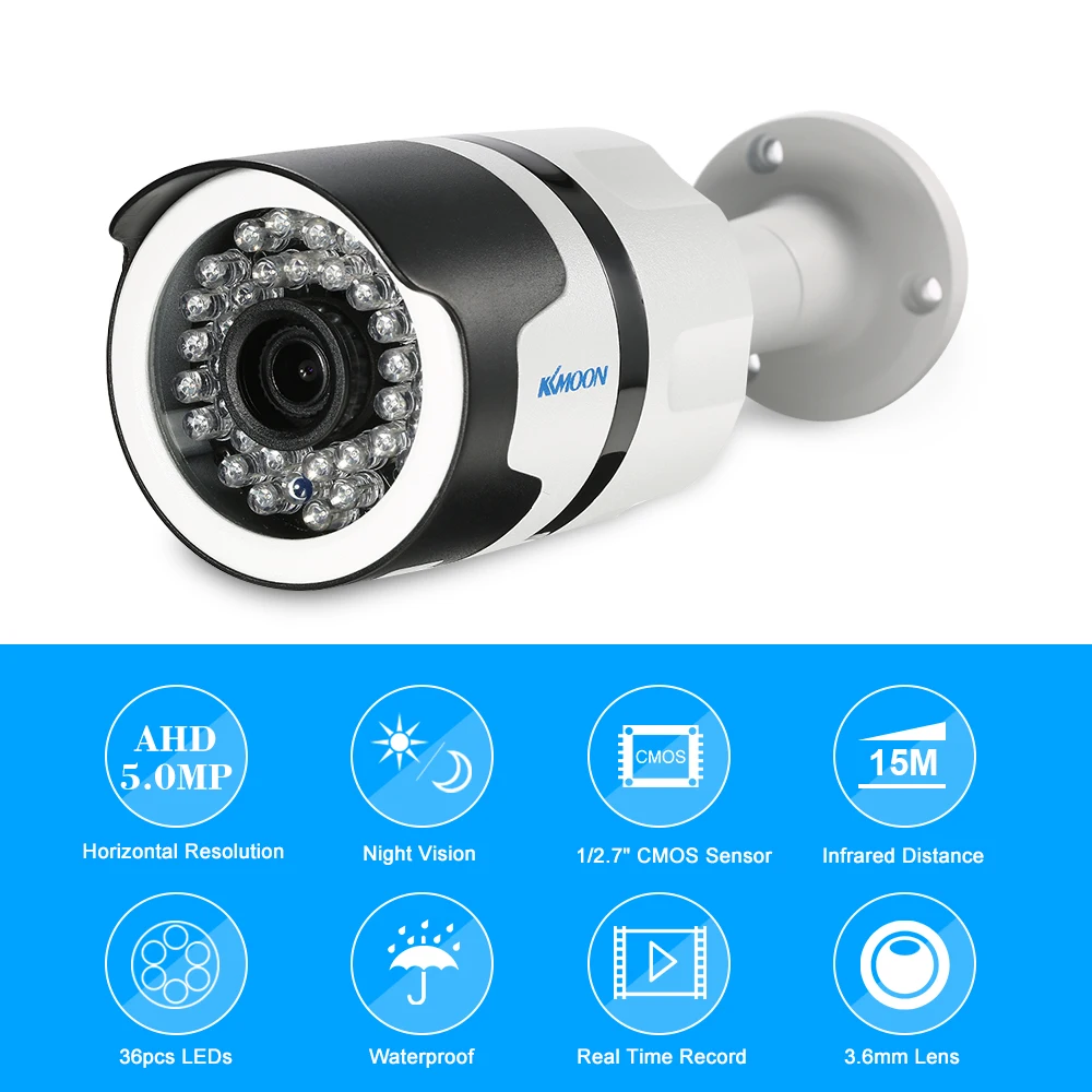 KKmoon 5.0MP AHD пуля Водонепроницаемый CCTV Камера 1/2.7 ''CMOS 35 шт ИК лампы Ночное видение