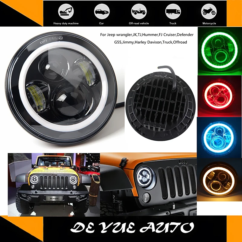 Пара 7 дюймов 75 Вт LED Угол Глаза фары с HI Low beam для H4 и H13 Jeep Harley|h4 led headlight|led h4 headlightled