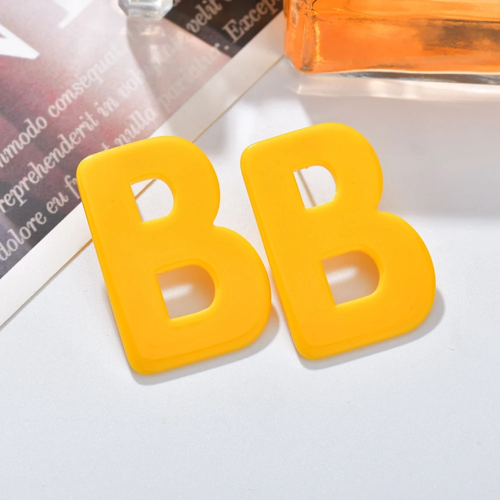 MESTILO Simple Fashion Earrings Colorful Acrylic Letter A and B Large Stud For Girls Korean Lovely Jewelry Gift | Украшения и