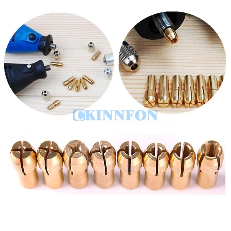 DHL 100Set *10pcs Brass Collet Include 1mm/1.6mm/2.3mm/3.2mm Rotary Tool Fit Dremel Drill (Size: 8pcs-pack) | Инструменты