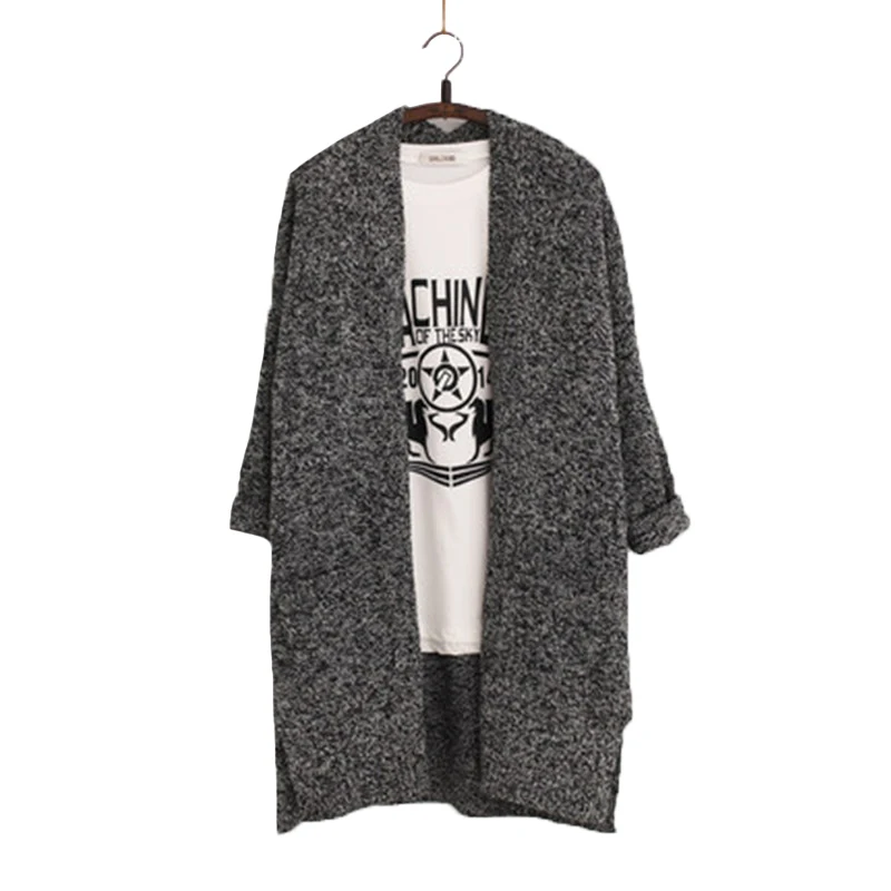 dark grey Женские Длинные кардиганы, новинка, весна-осень, брендовый Повседневный стиль, Вязанный свитер с карманами, пальто, Feminino, элегантный кардиган AB021 - Цвет: dark grey