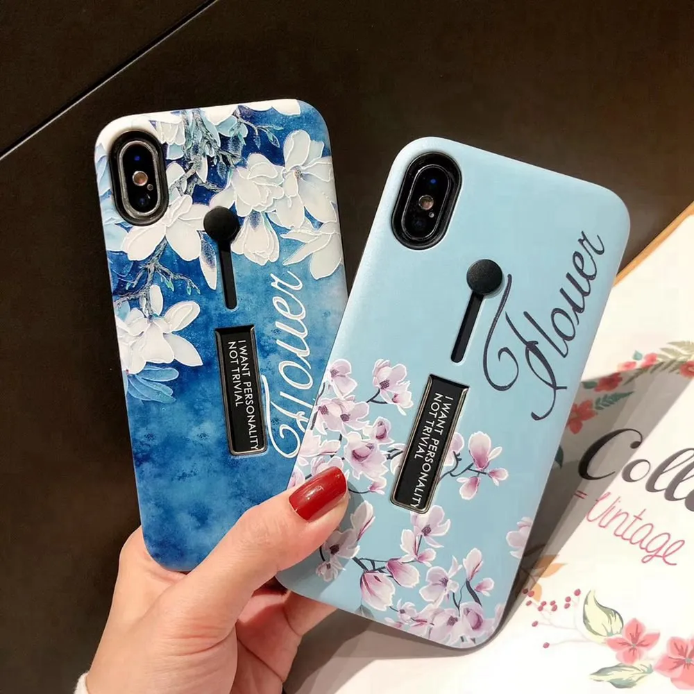 KISSCASE Винтажный чехол для телефона с цветами iPhone 7 X XS MAX XR держателем iphone 8 6 6S Plus