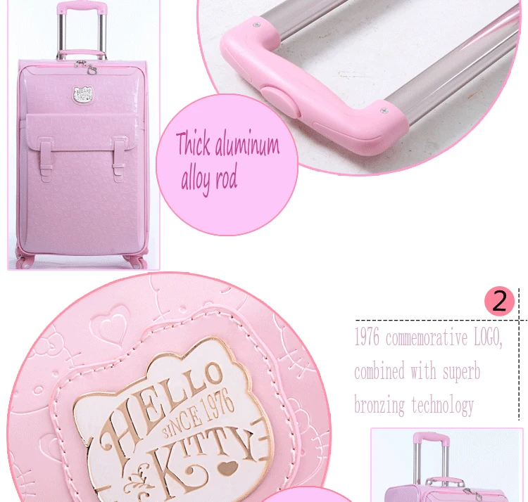 Новинка, милая косметичка hello kitty, 16 дюймов, 20, 24 дюйма, для девушек, студентов, милая Дорожная сумка на колесиках, чемодан, mala, женская сумка на колесиках