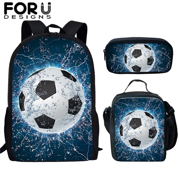 FORUDESIGNS/3 шт./компл. детские школьные сумки 3D Ice Soccerly/Ножной Мяч Узор рюкзак школьный рюкзак для подростков мальчиков и девочек книжные сумки Mochila - Цвет: HME743CGK