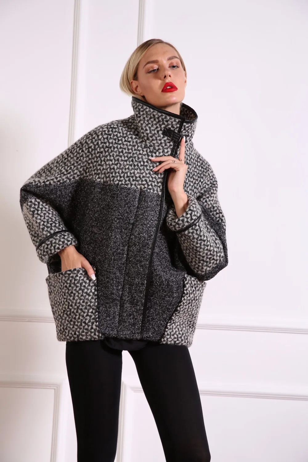 Зимнее модное женское новое пальто средней длины высокого качества шерстяное пальто Свободное супер теплое шерстяное пальто женское