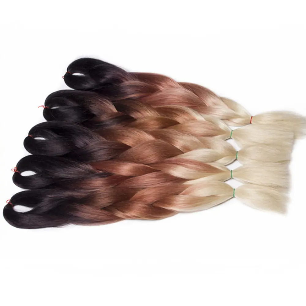

Feilimei Blond Jumbo Braiding Hair Extensions Synthetic 24"(60cm) 100g/pc Two/Three Toned Ombre Crochet Braids Hair Bulk Bundles