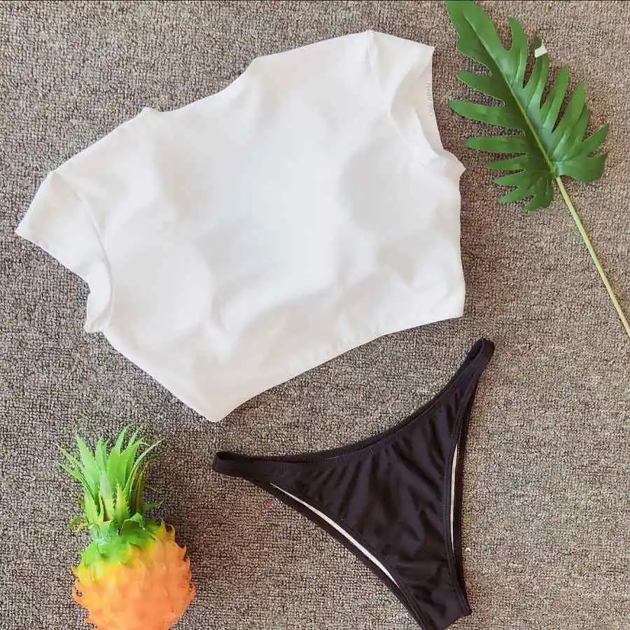 Сексуальный купальник из двух частей с V-образным вырезом бикини пуш-ап коротким