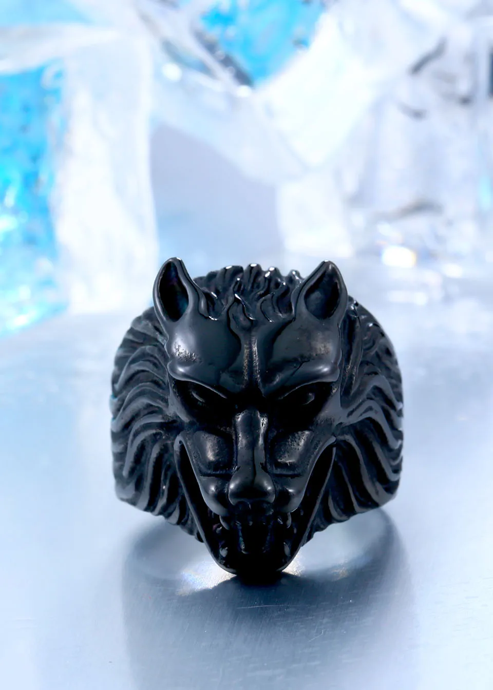 BEIER Dropshipping Cool Wolf Stainless Steel Man Punk Biker Ring BR8-075 US Size