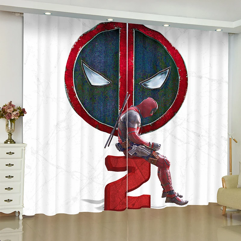 Занавески на окно Дэдпул, Marvel, супер герой, отряд самоубийц, жалюзи, занавески на окно, Затемненные занавески, занавески для гостиной, жалюзи