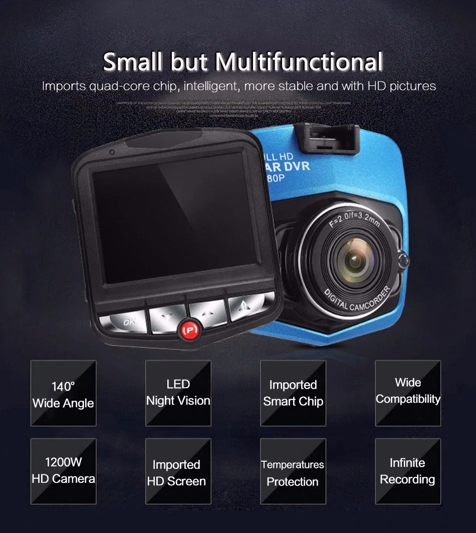 Двойной объектив Мини камера Dash cam Full HD 1080P видео рекордер g-сенсор видеорегистратор с режимом ночной съемки