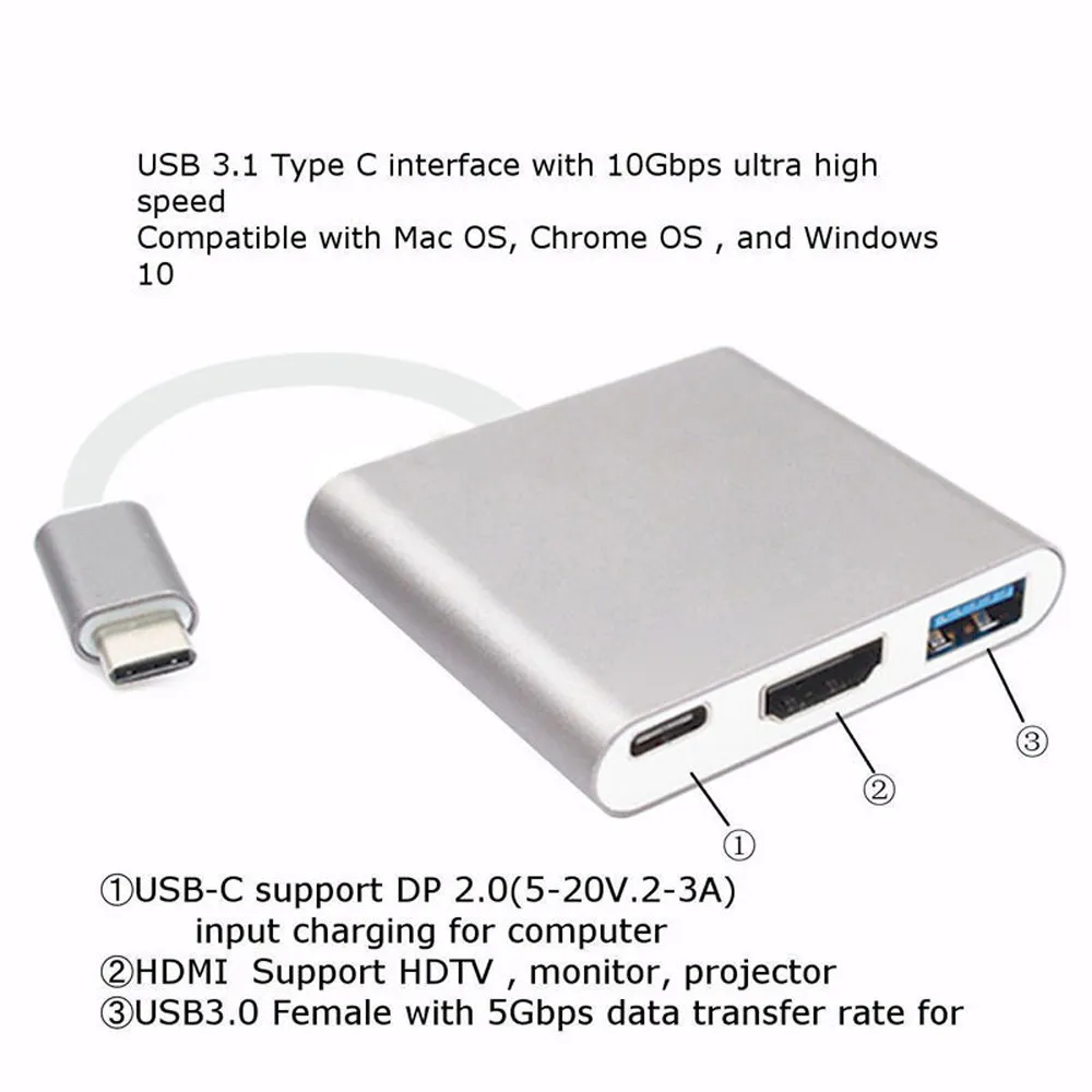 Новый Тип C USB 3 1-USB-C 4K HDMI USB3.0 адаптер в 1 концентратор для Apple Macbook или Папа-мама 5 13 |