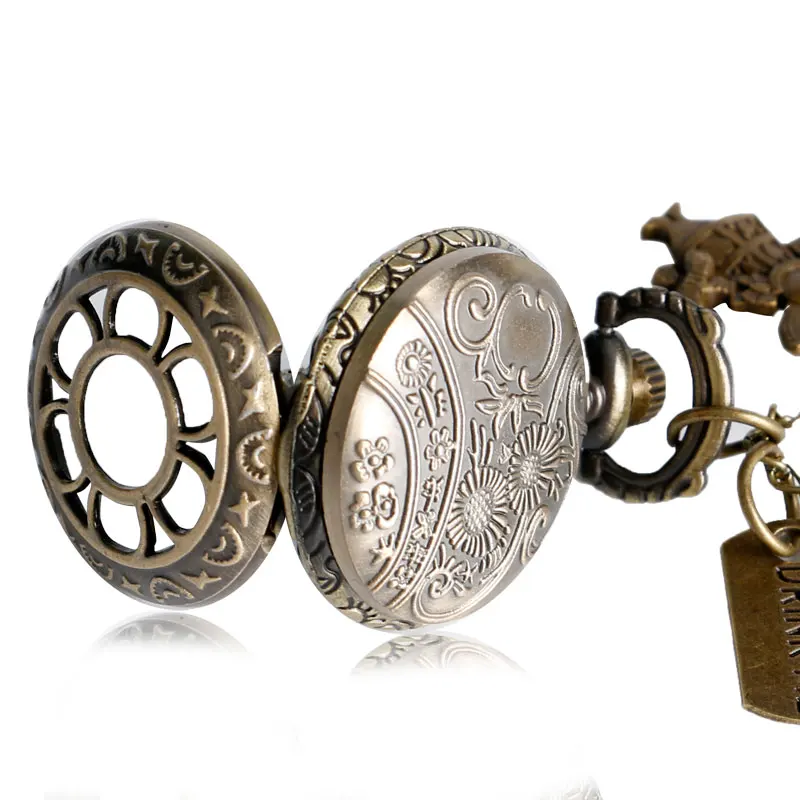 Винтажные карманные часы в стиле ретро с полыми цветами пей меня кролик ожерелье