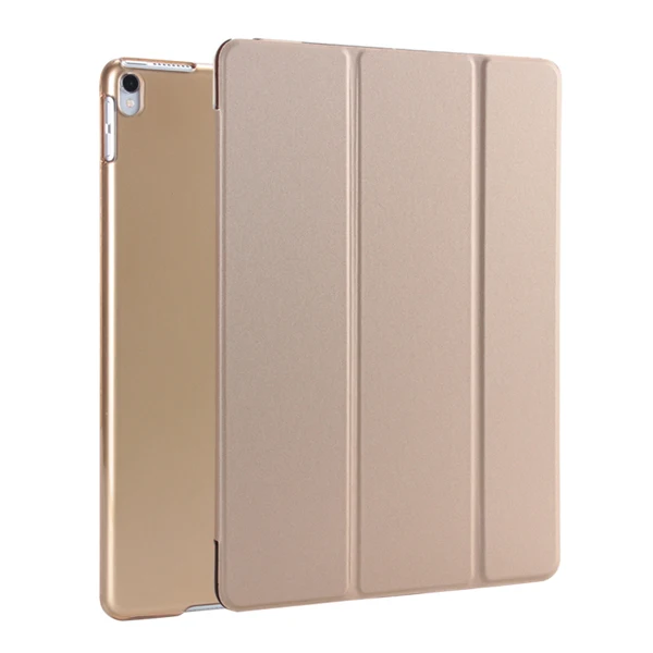 Gold Откидная крышка для iPad Pro 10,5 чехол Фолио 3 раза Стенд Wake сна полупрозрачный Мягкие TPU Назад Smart чехол для iPad 10,5 чехол - Цвет: Gold